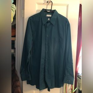 Mens Dress Shirt Teal XL 17 1/2 Neck 34/35 sleeve, Wrinkle Free